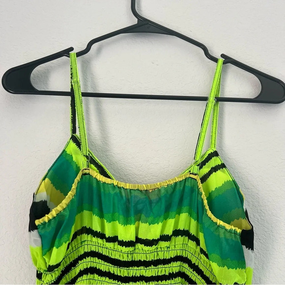 NWT Bright Green and Black Neon Summer Maxi Dress Size Medium - Picture 4 of 12
